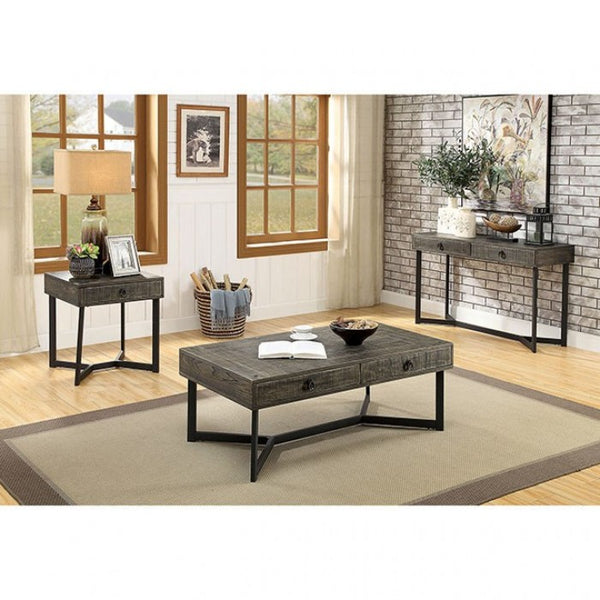 Furniture of America Veblen Dark Oak/Espresso Industrial Side Table Model CM4498S