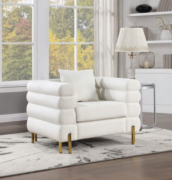 Furniture of America Landovery White/Gold Contemporary Chair Model CM6454WH-CH-PK