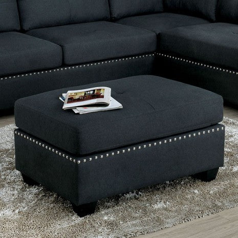 Furniture of America Lita Dark Gray Transitional Ottoman Model CM6966-OT