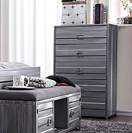 Furniture of America Mccredmond Hand-Brushed Silver Industrial Chest Model CM7075C