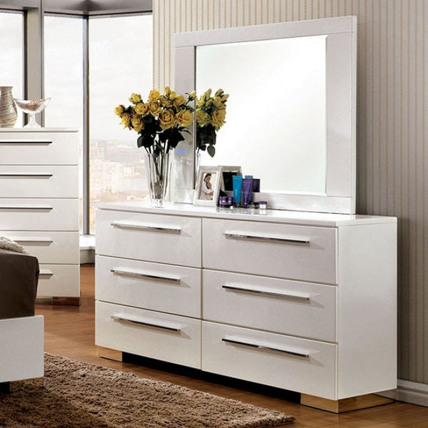 Furniture of America Clementine Glossy White Contemporary Mirror Model CM7201M