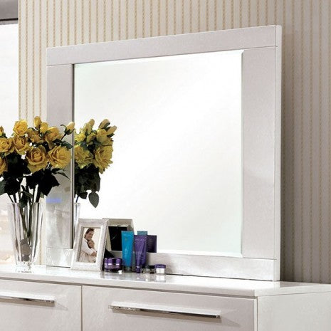 Furniture of America Clementine Glossy White Contemporary Mirror Model CM7201M