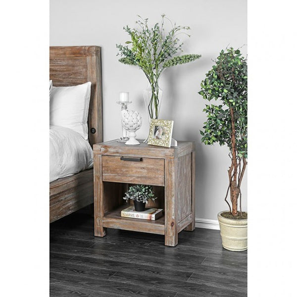 Furniture of America Wynton Weathered Light Oak Rustic Night Stand Model CM7360N