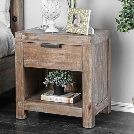 Furniture of America Wynton Weathered Light Oak Rustic Night Stand Model CM7360N