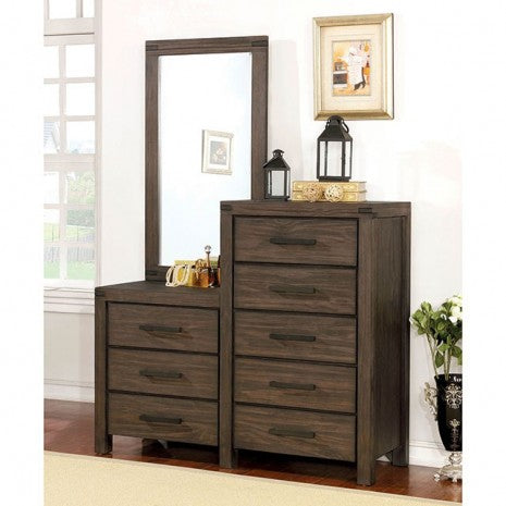 Furniture of America Rexburg Wire-Brushed Rustic Brown Rustic 8-Drawer Dresser Mirror Model CM7382CM