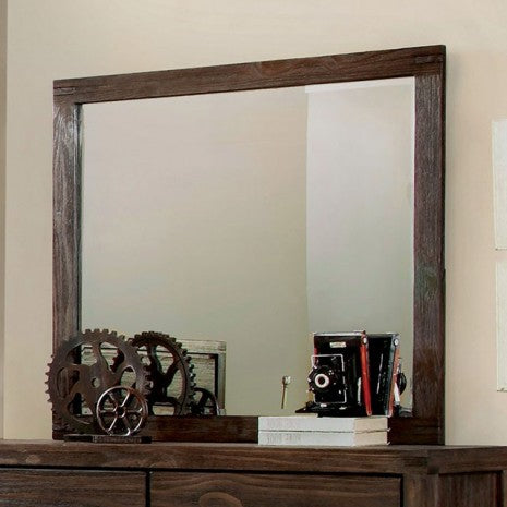 Furniture of America Rexburg Wire-Brushed Rustic Brown Rustic Mirror Model CM7382M