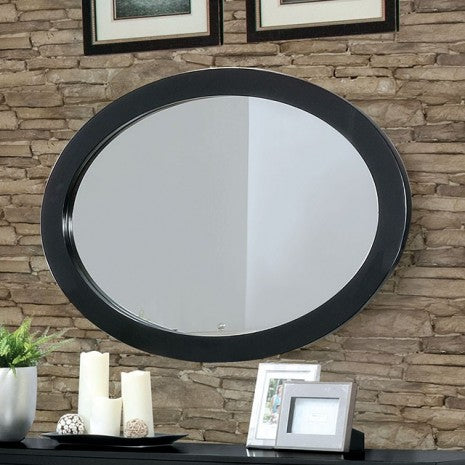 Furniture of America Lennart Black Mid-Century Modern Oval Mirror Model CM7386BK-MO
