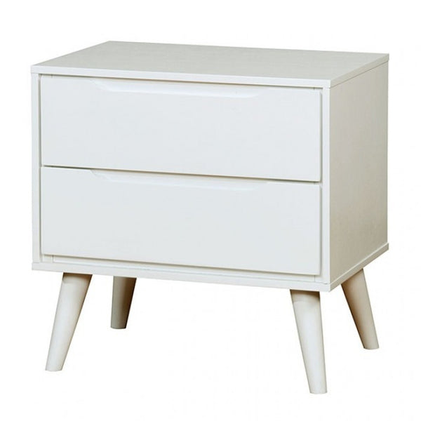 Furniture of America Lennart White Mid-Century Modern Night Stand Model CM7386WH-N