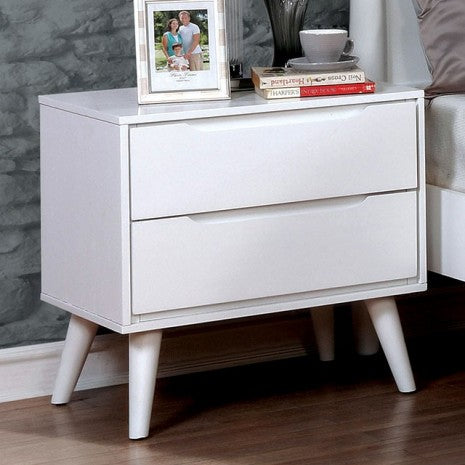 Furniture of America Lennart White Mid-Century Modern Night Stand Model CM7386WH-N