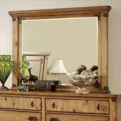 Furniture of America Pioneer Weathered Elm Cottage Mirror Model CM7449M