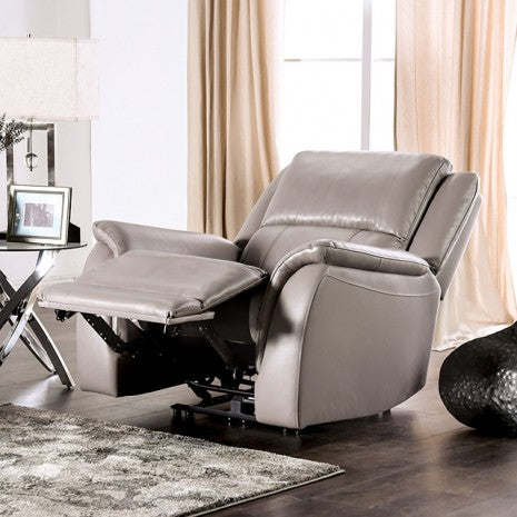 Furniture of America Gorgius Light Gray Transitional Power Recliner Model CM9910ST-CH-PM
