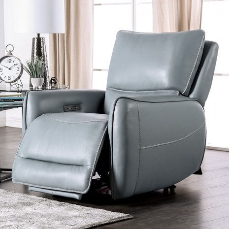 Furniture of America Phineas Pale Blue Transitional Power Recliner Model CM9921PB-CH-PM