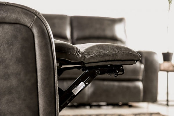Furniture of America Soterios Charcoal Transitional Power Recliner Model CM9924DG-CH-PM