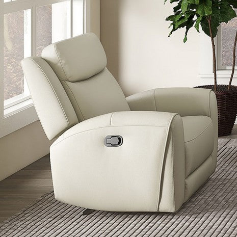 Furniture of America Jacobus Beige Transitional Manual Recliner - Leather Model CM9986BG-CH-M