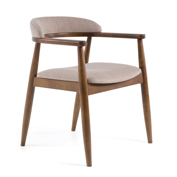 Cohen Mid-Century Modern Tan Fabric + Walnut Dining Chair