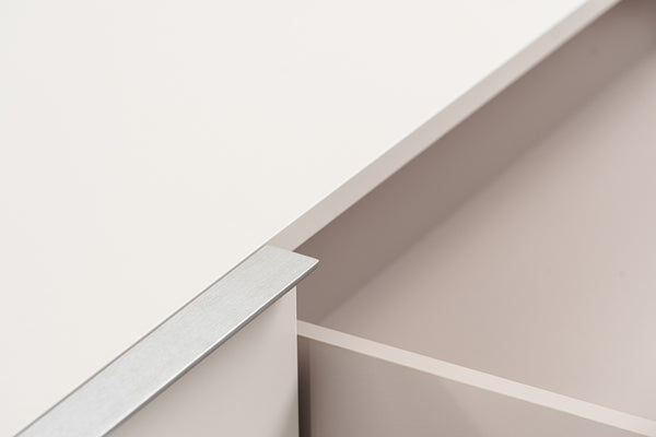 Colima Modern Matte Beige + Walnut TV Stand