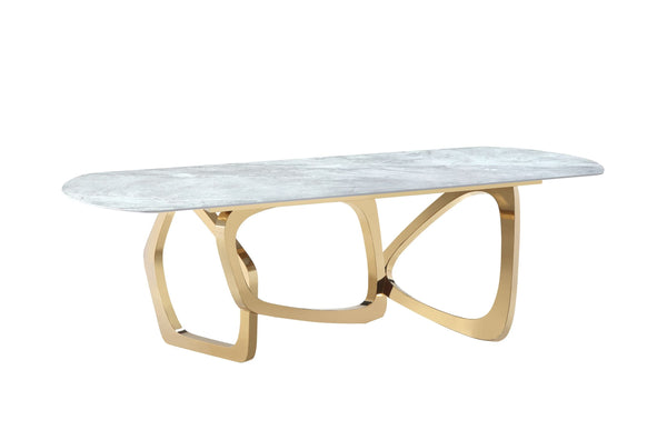Modrest Colton Modern Gray Microlite & Gold Dining Table Model VGZAT112-GRY
