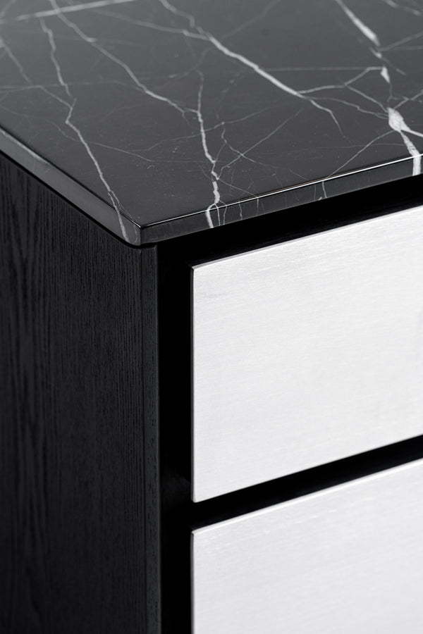 Modrest Concord Modern Black Marble & Black Ash & Aluminum Nightstand Model VGVC-N2301