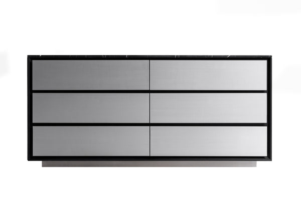 Modrest Concord Modern Black Marble & Black Ash & Aluminum Dresser Model VGVC-J2301-D