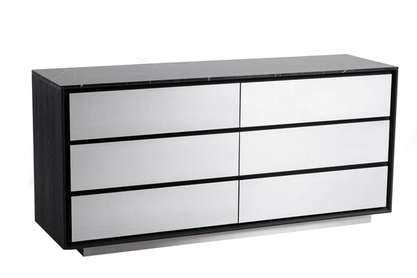 Modrest Concord Modern Black Marble & Black Ash & Aluminum Dresser Model VGVC-J2301-D