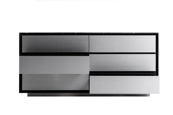 Modrest Concord Modern Black Marble & Black Ash & Aluminum Dresser Model VGVC-J2301-D