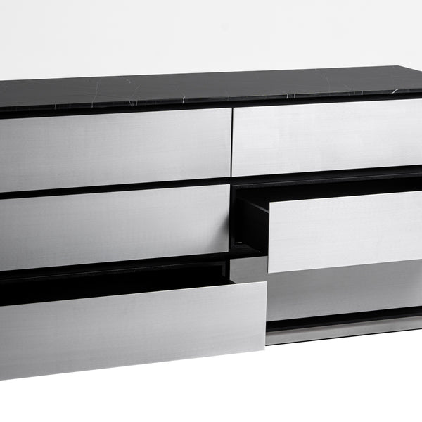Modrest Concord Modern Black Marble & Black Ash & Aluminum Dresser Model VGVC-J2301-D