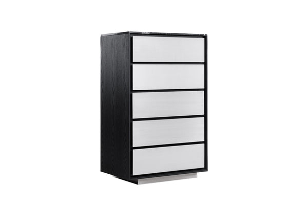 Modrest Concord Modern Black Marble & Black Ash & Aluminum Chest Model VGVC-J2301-5H