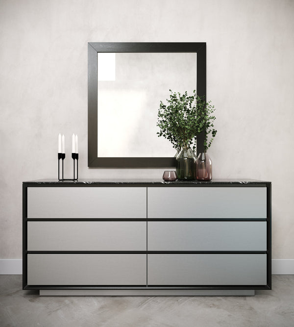 Modrest Concord Modern Black Marble & Black Ash & Aluminum Dresser Model VGVC-J2301-D