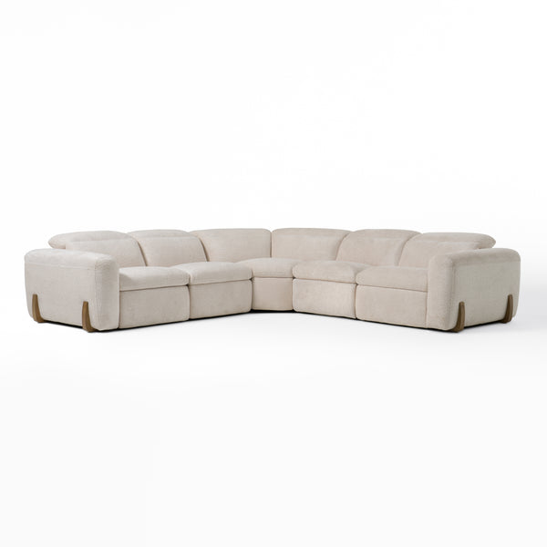 Divani Casa Conrad Modern Beige Fabric Sectional With 3 Recliners Model VGKVKM.856-SND