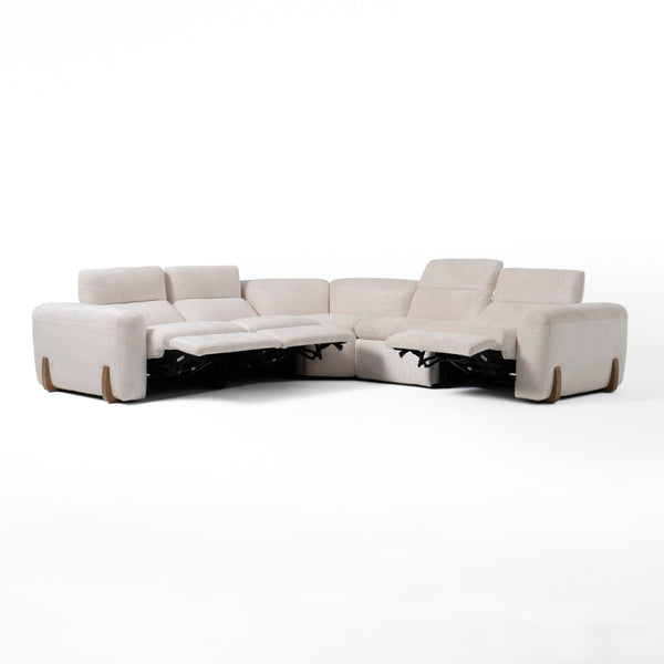 Conrad Modern Beige Fabric Sectional With 3 Recliners