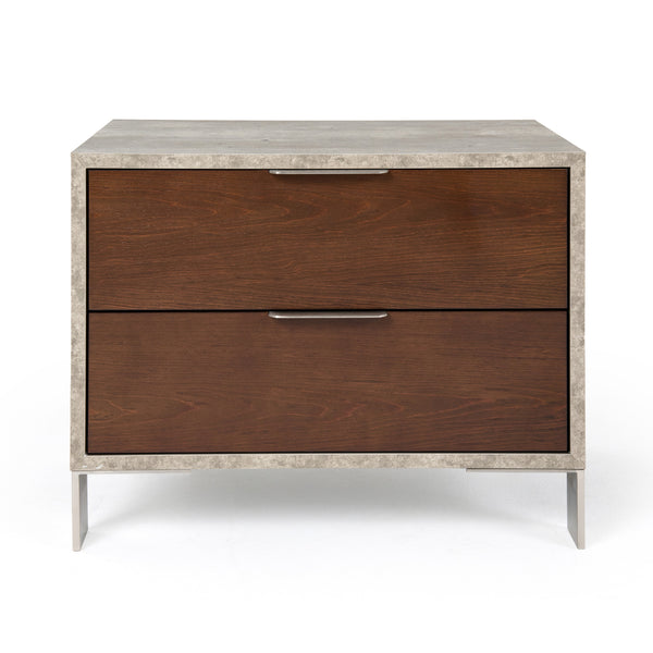 Nova Domus Conner Modern Dark Walnut & Faux Concrete Nightstand Model VGAN-CONNER-NS-DK