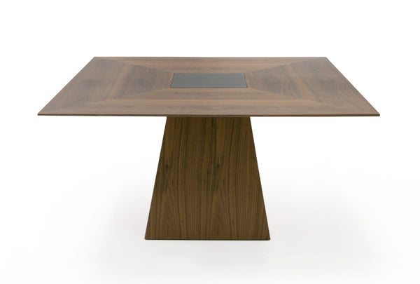 Modrest Cora Modern Walnut And Black Tempered Glass Dining Table Model VGBB-MI1412-WAL-DT