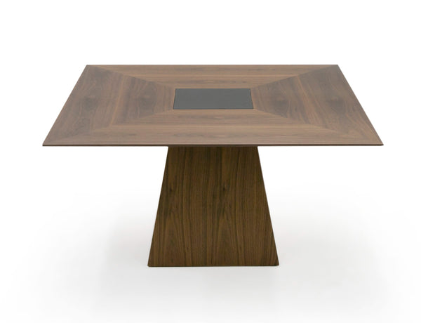Modrest Cora Modern Walnut And Black Tempered Glass Dining Table Model VGBB-MI1412-WAL-DT
