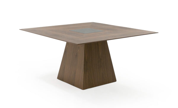 Modrest Cora Modern Walnut And Black Tempered Glass Dining Table Model VGBB-MI1412-WAL-DT