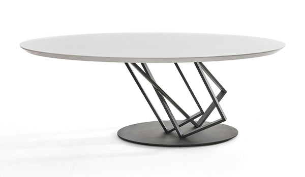 Modrest Corbett Modern High Gloss White With Frosted Glass Dining Table Model VGVCT1920-3