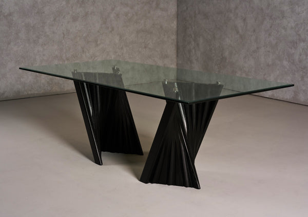 Modrest Corbin Mid Century Black Ash & Glass Dining Table Model VGCSDT-1571-BLK