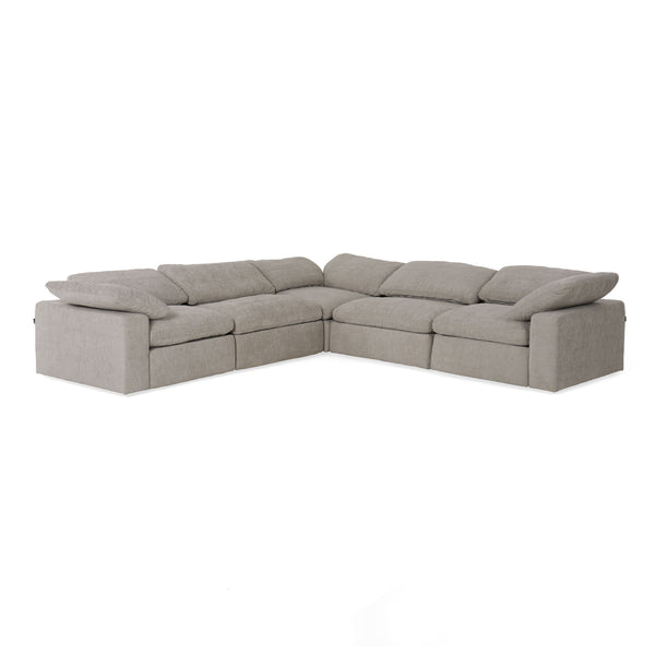 Divani Casa Corinth Modern Gray Fabric Sectional Sofa With 3 Power Recliners Model VGKM-KM.920-GRY