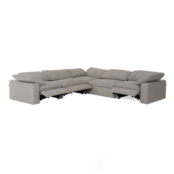 Divani Casa Corinth Modern Gray Fabric Sectional Sofa With 3 Power Recliners Model VGKM-KM.920-GRY