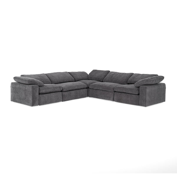Divani Casa Corinth Modern Dark Gray Fabric Sectional Sofa With 3 Power Recliners Model VGKM-KM.920-CHAR