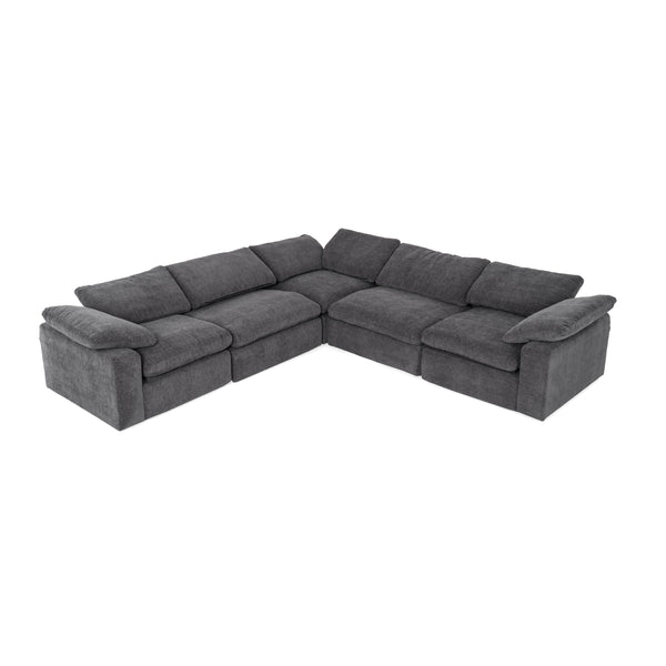 Divani Casa Corinth Modern Dark Gray Fabric Sectional Sofa With 3 Power Recliners Model VGKM-KM.920-CHAR