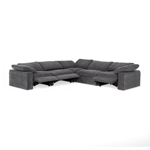 Divani Casa Corinth Modern Dark Gray Fabric Sectional Sofa With 3 Power Recliners Model VGKM-KM.920-CHAR