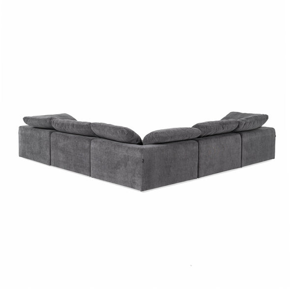 Divani Casa Corinth Modern Dark Gray Fabric Sectional Sofa With 3 Power Recliners Model VGKM-KM.920-CHAR