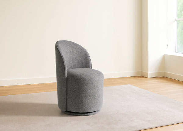Correa Modern Grey Fabric Swivel Dining Chair