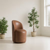 Modrest Correa Modern Brown Vegan Leather Swivel Dining Chair Model VGKK-KF.Y1179-BRN