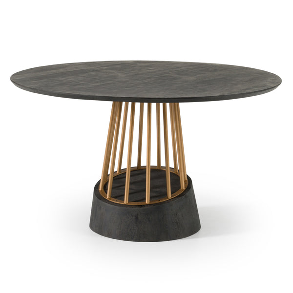Modrest Cotopaxi Modern Charcoal & Brass Round Dining Table Model VGNR-NI90202