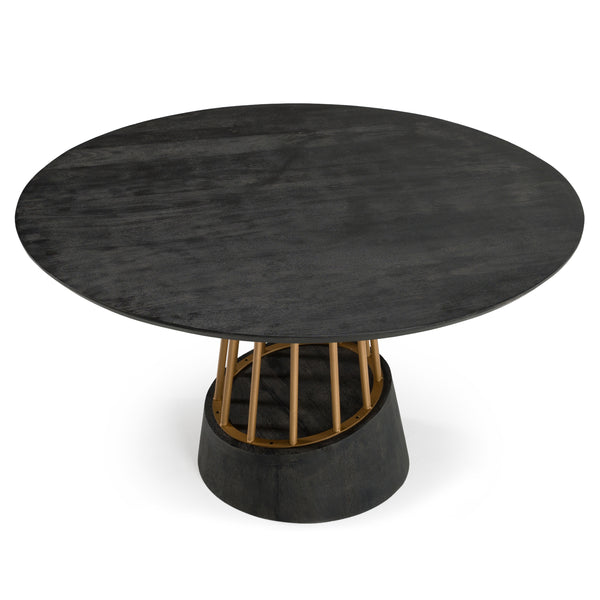 Modrest Cotopaxi Modern Charcoal & Brass Round Dining Table Model VGNR-NI90202