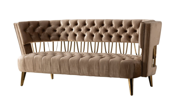 Courtney Beige & Gold Fabric Loveseat
