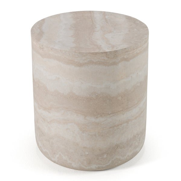 Modrest Cozad Modern Faux Travertine Round End Table Model VGVC-ET25093