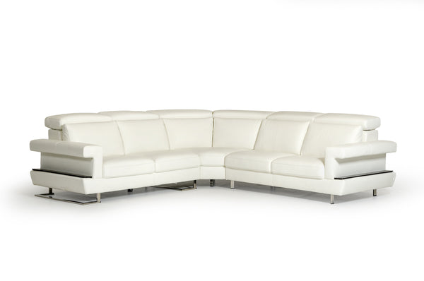 Crosby Italian Modern White Leather Sectional Sofa