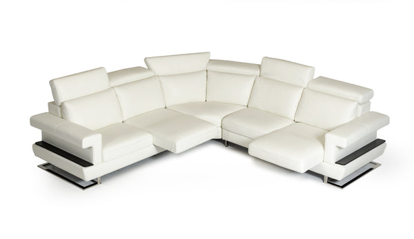 Crosby Italian Modern White Leather Sectional Sofa